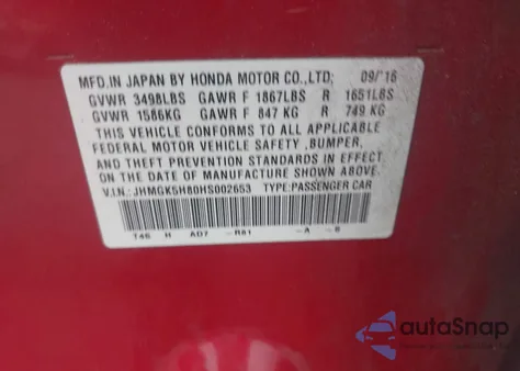 2017 Honda Fit Ex-L z USA, uszkodzony, nr VIN JHMGK5H80HS002653